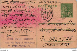 India Postal Stationery 9p To Balotra - Cartes Postales