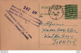 India Postal Stationery 9p Udaipur Cds To Jodhpur - Postcards