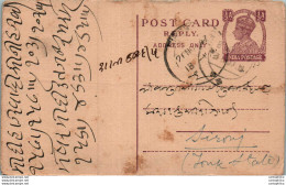 India Postal Stationery George VI 1/2 A - Cartes Postales