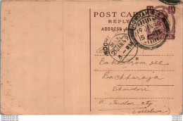 India Postal Stationery George VI 1/2 A Howrah Cds Indore Cds - Postcards