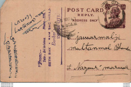 India Postal Stationery George VI 1/2 A To Nagaur Marwar - Ansichtskarten