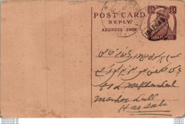 India Postal Stationery George VI 1/2 A To Harsali - Postcards