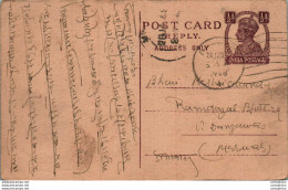 India Postal Stationery George VI 1/2 A To Marwar - Postcards