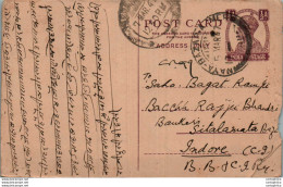 India Postal Stationery George VI 1/2 A Naya Bazar Cds - Cartes Postales