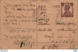 India Postal Stationery George VI 1/2 A Indore Cds - Postcards