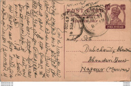 India Postal Stationery George VI 1/2 A To Nagaur Marwar - Ansichtskarten