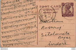 India Postal Stationery George VI 1/2 A To Indore - Postcards