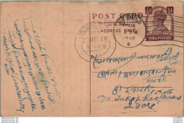 India Postal Stationery George VI 1/2 A Indore Cds - Cartes Postales