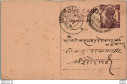 India Postal Stationery George VI 1/2 A Indore City Cds - Postkaarten