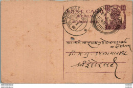 India Postal Stationery George VI 1/2 A Indore City Cds - Postcards