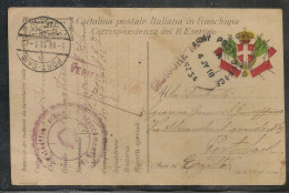 ITALIA 1918 Cartolina In Franchigia Da DISTACCAMENTO ITALIANO DI PALESTINA  A PORT SAID -  EGITTO - Doppia Censura - Franchise