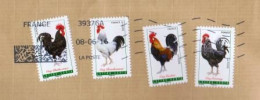 4 Coqs De France Oblitérés DataMatrix 39376A Code ROC Inversé Sur Enveloppe Entière _Ti1805 - Maschinenstempel (Sonstige)