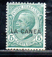 LA CANEA 1907 - 1912 SOPRASTAMPATO D'ITALIA ITALY OVERPRINTED CENT. 5c MNH - La Canea