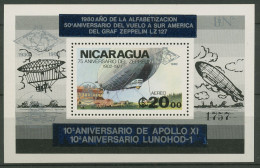 Nicaragua 1980 Luftfahrt Zeppelin Alphabetisierung Block 131 Aa Postfr. (C94379) - Nicaragua