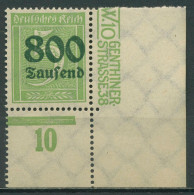 Deutsches Reich 1923 Mit Aufdruck Platte 301 A P UR Ecke Unt. Re. Postfrisch - Neufs