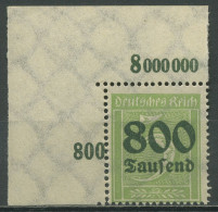 Deutsches Reich 1923 Mit Aufdruck Platte 301 A P OR Ecke Ob. Li. Postfrisch - Ungebraucht