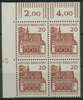 Bund 1964/65 Bauwerke Klein 456 4er-Bl. Ecke 1 DZ 12 Postfrisch, Rand Bügig - Ungebraucht