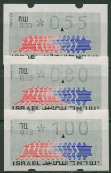 Israel ATM 1990 Hirsch 033, Schekel Links Satz 3 Werte, ATM 3.2.33 S1 Postfrisch - Affrancature Meccaniche/Frama