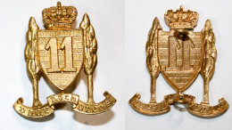 Militaria-BE-terre-insigne_Ligne_11eme De Ligne Post 1949_doré_21-02_D - Esercito