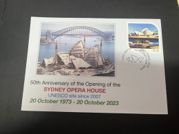 4-5-2024 (4 Z 7) Sydney Opera House 50th Anniversary (20-10-2023) With Opera House Special Stamp & P/m - Altri & Non Classificati