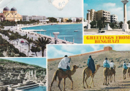 Libye--BENGHAZI --1967--Greetings From Benghazi -- Multivues .Views Of Cyrenaica ... Timbre Oiseau ,cachet - Libya