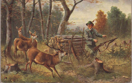 Hunting Jagd Chasse Hunter Champignon Pilze Mushroom Deer Hirsch  Old PC. Cpa 1911 - Caza