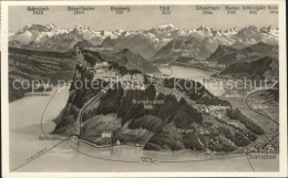 11755682 Buergenstock Panoramakarte Mit Vierwaldstaettersee Und Alpen Buergensto - Other & Unclassified