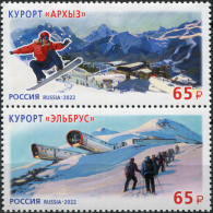 RUSSIA - 2022 - BLOCK OF 2 STAMPS MNH ** - Resorts Of The North Caucasus - Unused Stamps