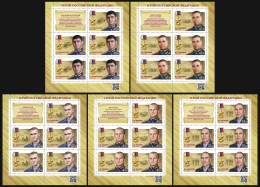 RUSSIA - 2023 - SET OF 5 M/S MNH ** - Heroes Of The Russian Federation. Part I - Unused Stamps