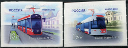 RUSSIA - 2022 - SET OF 2 STAMPS MNH ** - Modern Tramcars - Unused Stamps