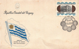 1976 Uruguay Coper Coin On Stamps FDC - Monete