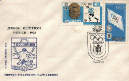 1972 Olympic Games Munich Uruguay FDC Flag And Soccer Gold Medal Anniversary Postmark Tacuarembo RR - Estate 1972: Monaco