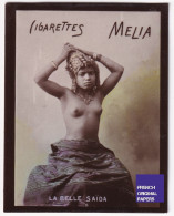 Belle Saïda -Cigarettes Mélia 1910 Photo Jeune Femme Sexy Lady Pin-up Nue Vintage érotique Sein Nu Ethnique Alger A62-17 - Melia