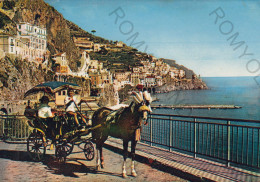 CARTOLINA  C10 AMALFI,SALERNO,CAMPANIA-PANORAMA-MARE,SOLE,ESTATE,VACANZA,SPIAGGIA,LUNGOMARE,BARCHE A VELA,VIAGGIATA - Salerno