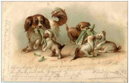 Hunde - Prägekarte Litho - Honden