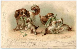 Hunde - Prägekarte Litho - Chiens