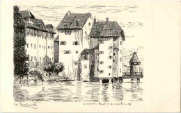 Luzern - Partie An Der Reuss - Künstlerkarte Facchinetti - Luzern