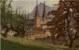 Luzern - Hofkirche - Künstlerkarte Ernst E. Schlatterl - Lucerne