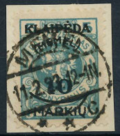 MEMEL 1923 Nr 124 Zentrisch Gestempelt Briefstück Gepr. X4788C2 - Memelland 1923