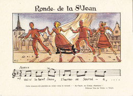 F90. Vintage French Card. Song, Ronde De La St. Jean - Musique Et Musiciens