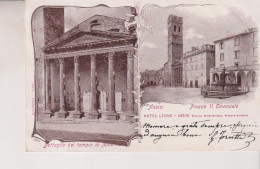 ASSISI  PERUGIA  SALUTI VEDUTE  TEMPIO DI MINERVA  PIAZZA V. EMANUELE  VG  1901 - Perugia