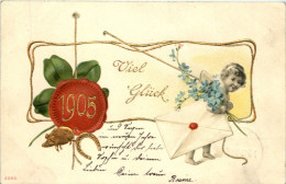 Neues Jahr 1905 Jahreszahl - Prägekarte - New Year