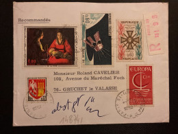 LR TP G DE LA TOUR 1,00 + SATELLITE D1 0,60 + CROIX DE GUERRE 0,40 + EUROPA 0,60 + AGEN 0,12 OBL.18-5 1967 PARIS 51 - 1961-....