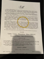 Dame Céline Halot Veuve Adrien Nieuwenhuys *1880 Oostende +1959 Ixelles Rixensart D’Hoop Goldschmidt Henry De Frahan - Obituary Notices