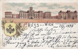 Wien 15. Bezirk: Lithokarte Gruss Aus Wien, Radetzky-Kaserne Auf Der Schmelz, 1899 !!! - Sonstige & Ohne Zuordnung