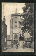 CPA Saint-Quentin-la-Motte-Croix-au-Bailly, L`Eglise, Vélofahrer Vor Der L'Église  - Sonstige & Ohne Zuordnung