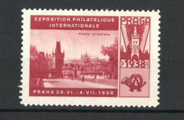 Reklamemarke Praga, Exposition Philatelique Internationale 1938, Ansicht Von Hradcany  - Erinnofilia