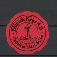 Reklamemarke München, Feurich Keks-AG, Fackel  - Erinnofilia