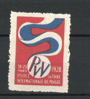 Reklamemarke Prag, Visitez La Foire Internationale De Prague 1928, Messelogo  - Erinnophilie