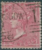 Great Britain 1856 SG64 4d Pale Carmine QV Medium Garter Wmk FU (amd) - Otros & Sin Clasificación